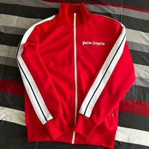Palm Angels Red Logo Embroidered Side Strip Track Jacket With Original Tag New